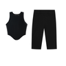 black latex tank top and capri